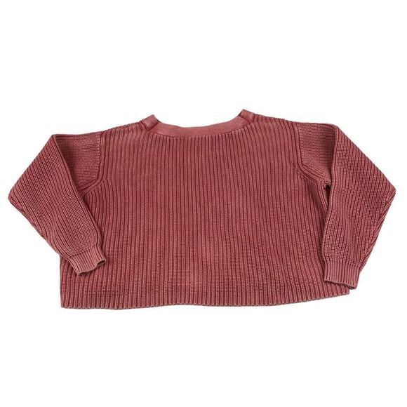 Coldwater Creek Faded Pink Ribbed Cropped Slouchy Boatneck Sweater Medium Petite - Picture 2 of 4